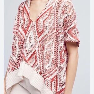 ANTHROPOLOGY SITA MURT Woman Anvi open weave linen cap sleeve boho sweater 38